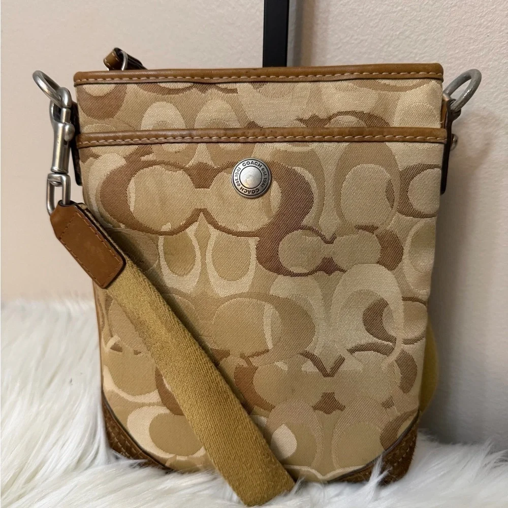 Coach Tan and Brown Crossbody Bag